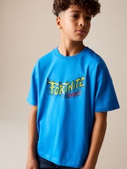 Blue Back Print Fortnite Print Short Sleeved T-Shirt (4-16yrs) - Image 1 of 4