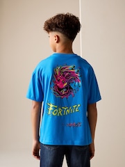 Blue Back Print Fortnite Print Short Sleeved T-Shirt (4-16yrs) - Image 2 of 4