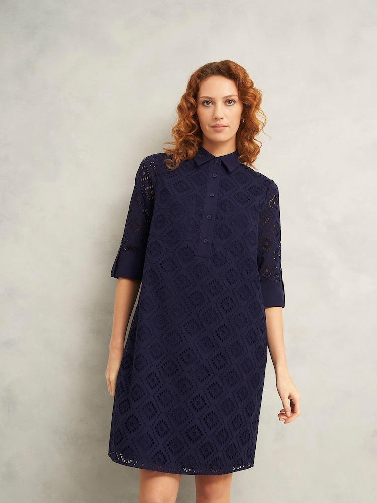 Hobbs Blue 100% Cotton Marcia Dress - Image 1 of 4
