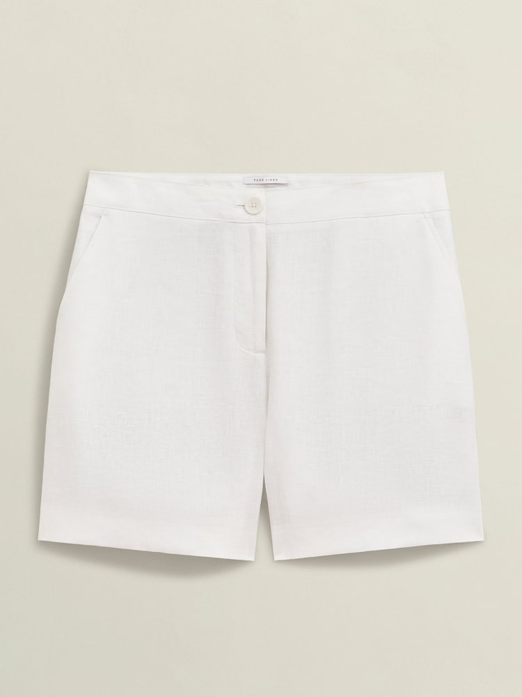 Hobbs White 100% Linen Chelsea Shorts - Image 4 of 4