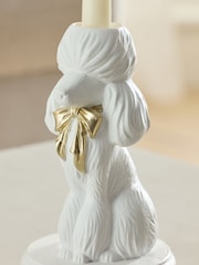 White Poodle Ceramic Taper Candle Holder - Image 3 of 4
