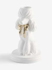 White Poodle Ceramic Taper Candle Holder - Image 4 of 4