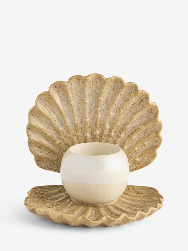 Natural Clam Ceramic Candle Holder - Image 4 of 4 Natural Clam Ceramic Candle Holder - Image 4 of 4