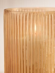 Gold Ribbed Glass Hurricane Candle Holder - Image 3 of 4