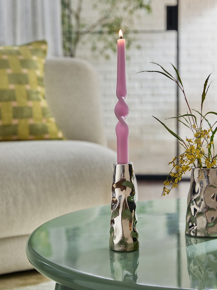 Chrome Ceramic Taper Candle Holder - Image 1 of 4