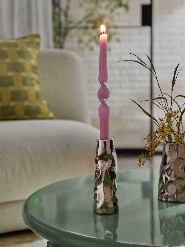 Chrome Ceramic Taper Candle Holder - Image 2 of 4