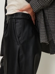 Black Faux Leather Barrel Leg Trousers - Image 3 of 7
