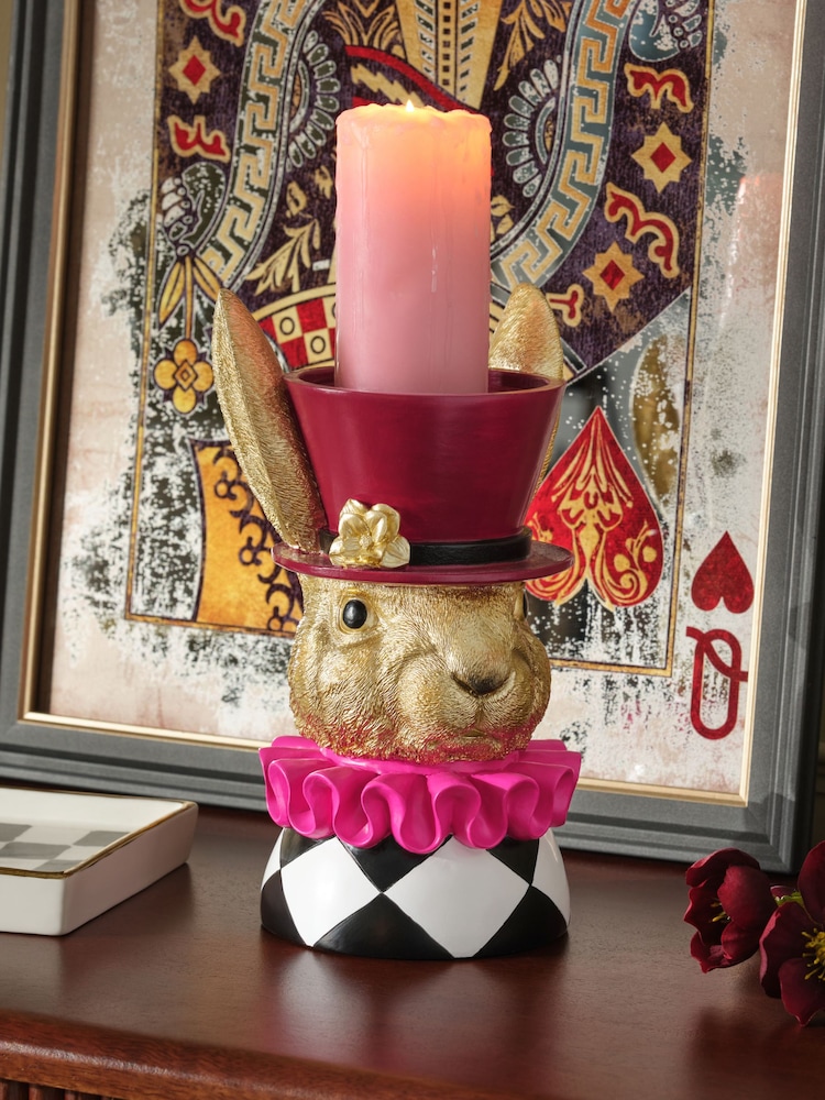Multi Hare Head Pillar Candle Holder - Image 1 of 4