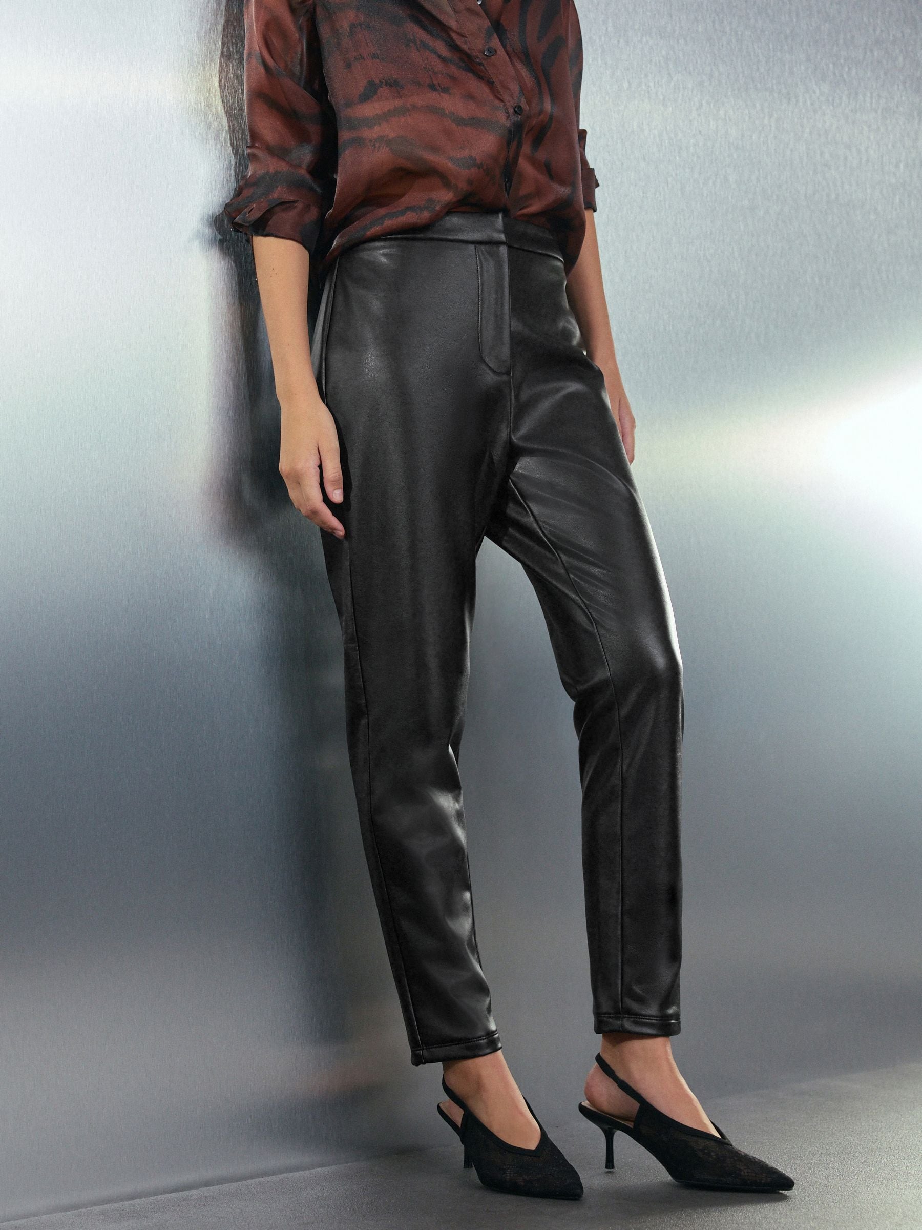 Buy Black Faux Leather Skinny Fit Trousers from the Next UK online