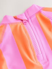 Pink/Orange Stripe Hibiscus Short Sleeved Sunsafe Swim Set (3mths-10yrs) - Image 3 of 4
