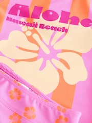 Pink/Orange Stripe Hibiscus Short Sleeved Sunsafe Swim Set (3mths-10yrs) - Image 4 of 4