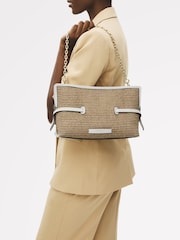 Radley Medium Fleet Street Raffia Open Top Clutch Brown Bag - Image 1 of 4