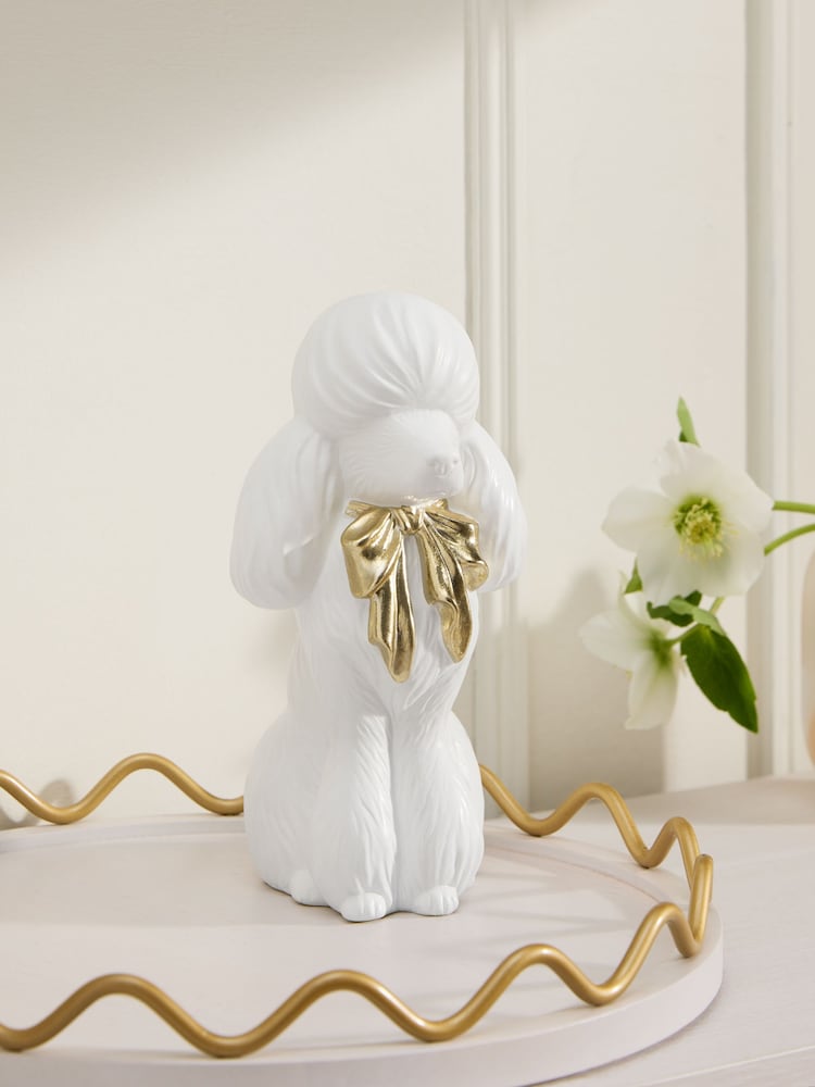 White Poodle Ceramic Ornament - Image 1 of 3