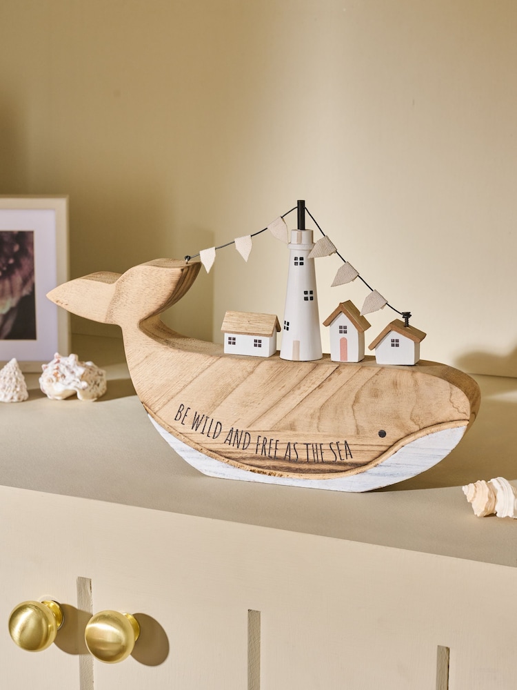 Wooden Whale Boat Ornament - تصویر 1 از 3
