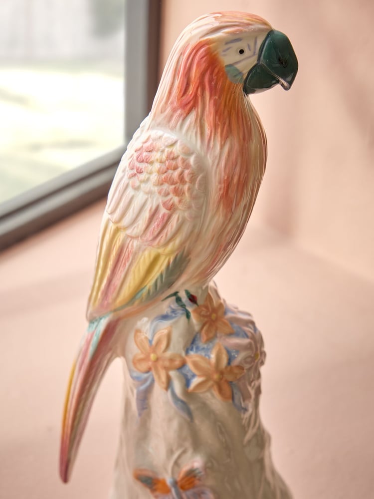 Pink Hand Painted Parrot Ceramic Ornament - Image 2 of 3
