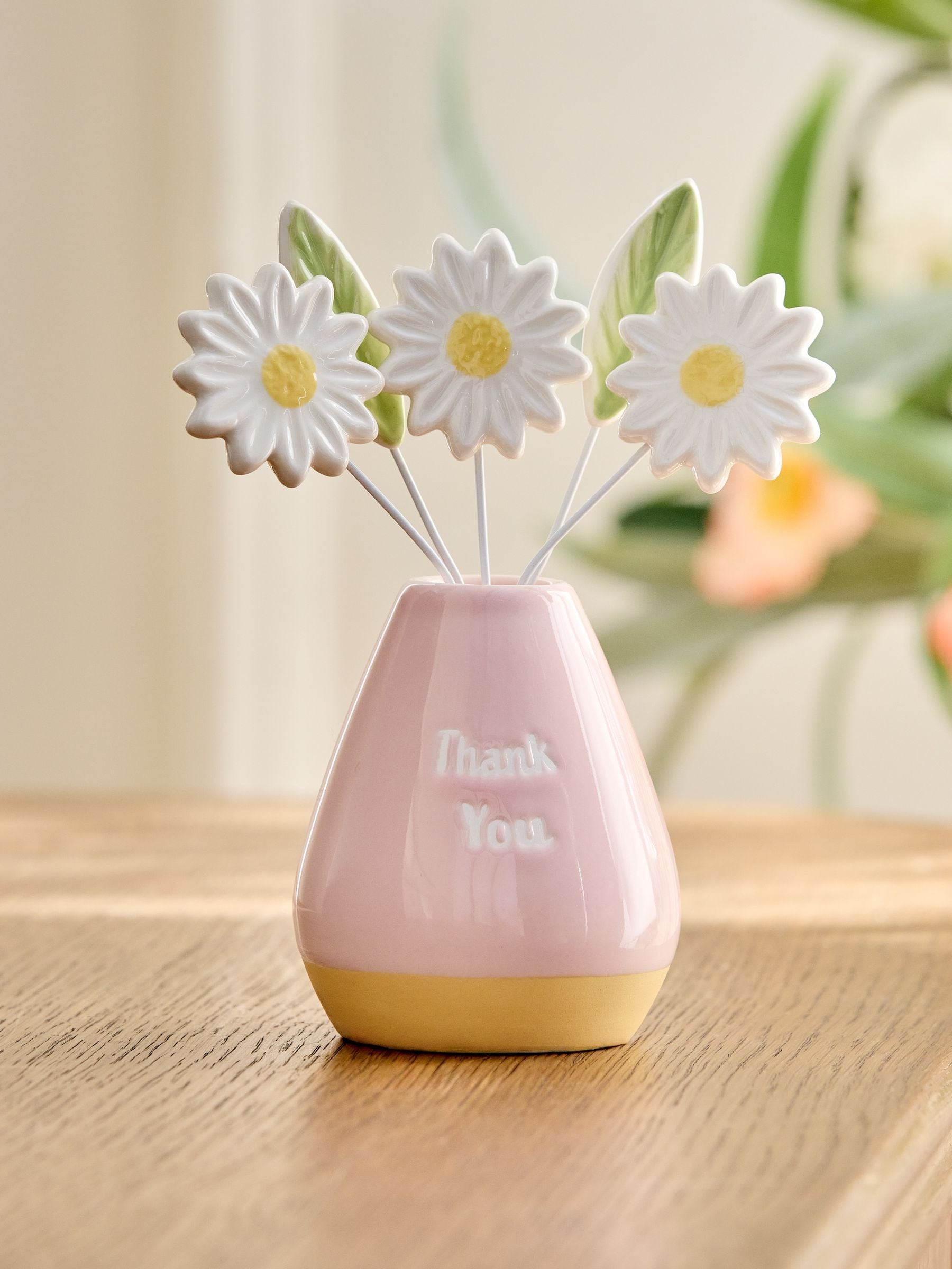 【3月末まで】花瓶 | INI CERAMICUE Buy Pink Ceramic Flowers in a Vase Thank You Ornament from Next USA