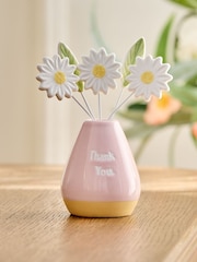 Pink Ceramic Flowers in a Vase Thank You Ornament - Image 1 of 3