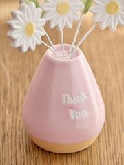 Pink Ceramic Flowers in a Vase Thank You Ornament - Image 2 of 3