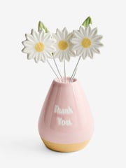 Pink Ceramic Flowers in a Vase Thank You Ornament - Image 3 of 3