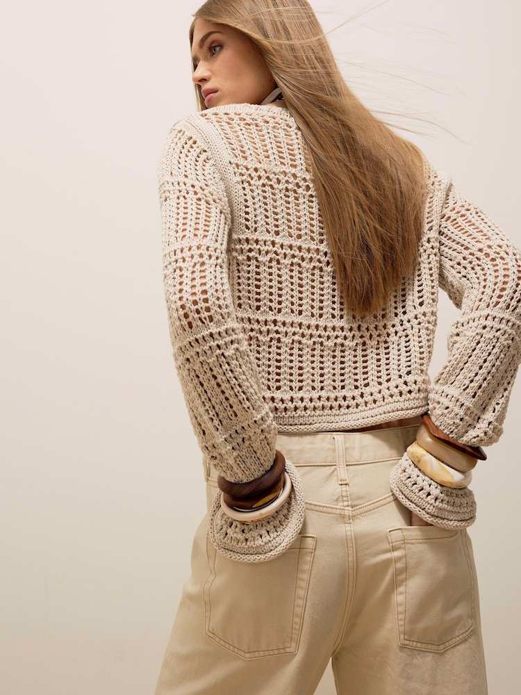River Island Brown Crochet Long Sleeve Top - Image 4 of 4