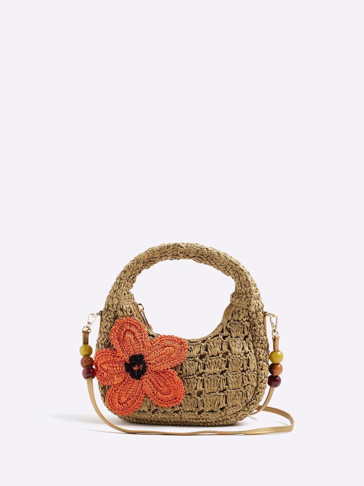 River Island Raffia Flower Shoulder Bag - Imagem 1 de 5