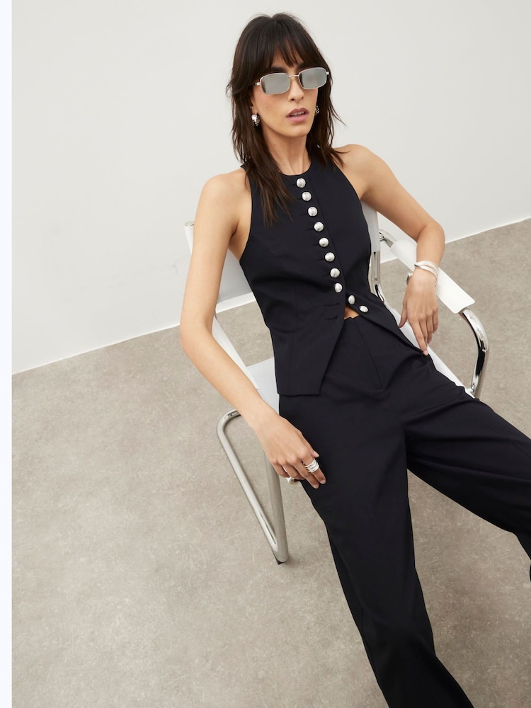 River Island Black Halterneck Fitted Waistcoat - Image 2 of 5