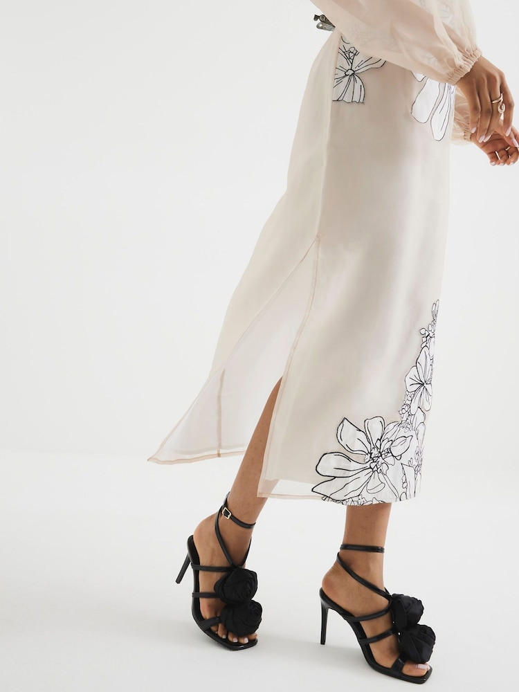 River Island Pink Petite Floral Print Appliqué Dress - Image 2 of 6