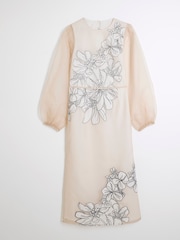 River Island Pink Petite Floral Print Appliqué Dress - Image 5 of 6