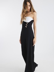 River Island Black Bandeau Trim Jumpsuit - Image 1 of 4