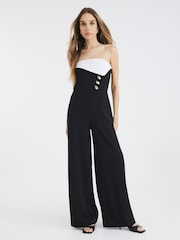 River Island Black Bandeau Trim Jumpsuit - Image 4 of 4
