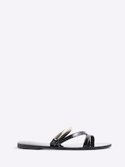 River Island Black Metal Trim Strappy Sandals - Image 2 of 6