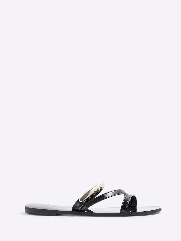 River Island Black Metal Trim Strappy Sandals - Image 2 of 6 River Island Black Metal Trim Strappy Sandals - Image 2 of 6