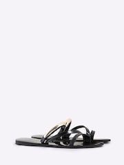 River Island Black Metal Trim Strappy Sandals - Image 3 of 6