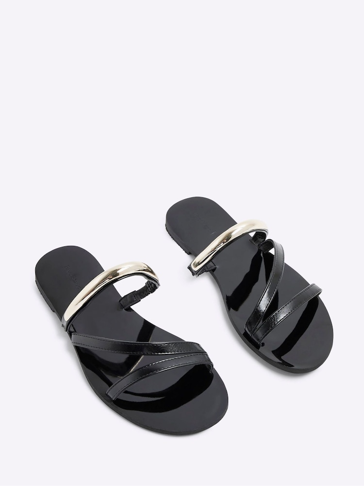 River Island Black Metal Trim Strappy Sandals - Image 6 of 6 River Island Black Metal Trim Strappy Sandals - Image 6 of 6