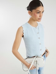 River Island Blue Textured Knit Waistcoat - Image 3 of 4