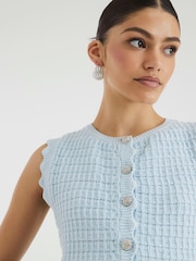 River Island Blue Textured Knit Waistcoat - Image 4 of 4
