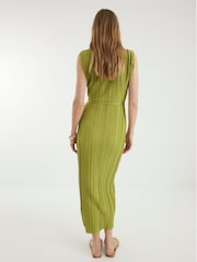 River Island Green Trim Belted Midi Dress - Image 2 of 4