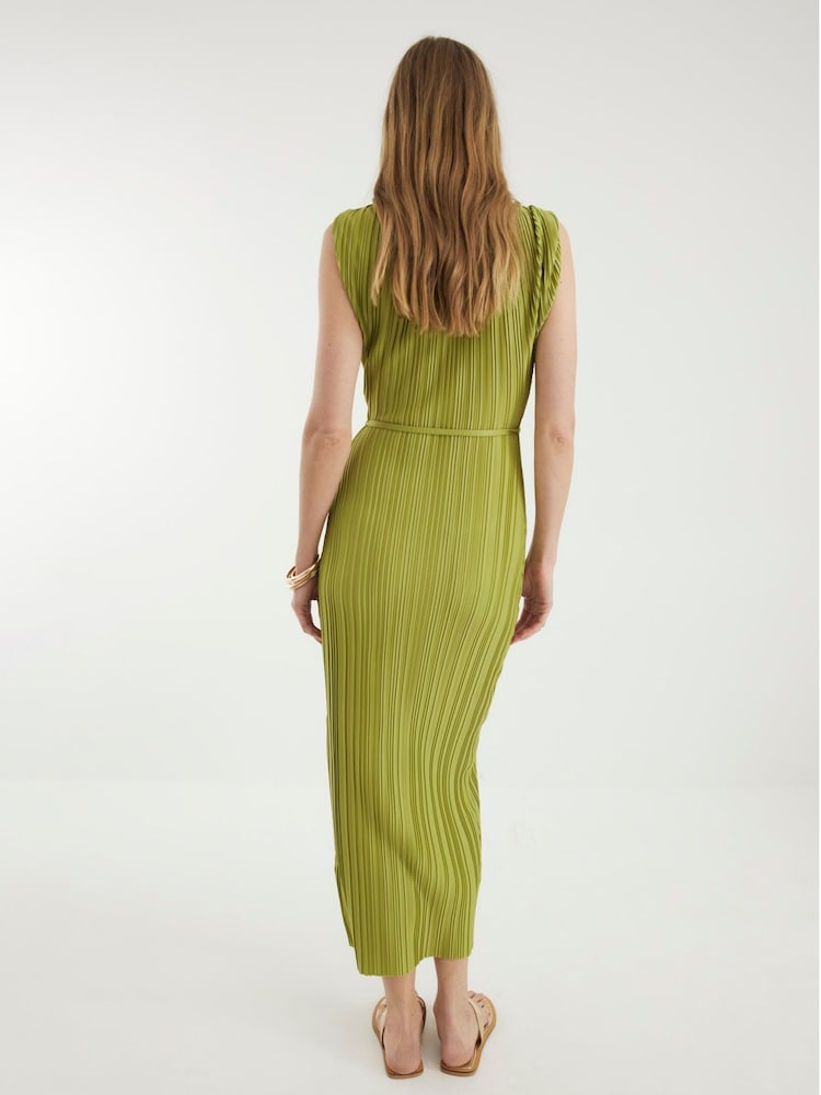 River Island Green Trim Belted Midi Dress - Image 2 of 4