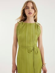 River Island Green Trim Belted Midi Dress - Image 3 of 4