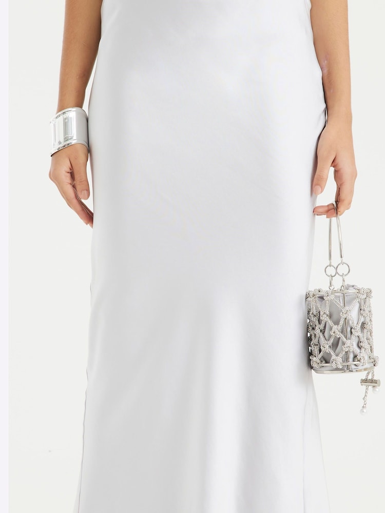 River Island Silver Easy Bias Maxi Skirt - Image 4 of 4 River Island Silver Easy Bias Maxi Skirt - Image 4 of 4