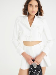 River Island White Bow Front Cropped Blazer - Image 2 of 4