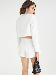 River Island White Bow Front Cropped Blazer - Image 3 of 4