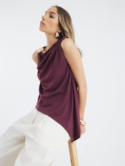 Blusa drapeada com acabamento em concha River Island - Imagem 1 de 4