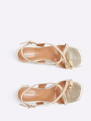 River Island Gold Cross Strap Toe Clip Heeled Sandals - Image 3 of 5
