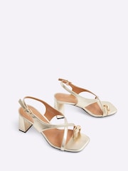 River Island Gold Cross Strap Toe Clip Heeled Sandals - Image 4 of 5