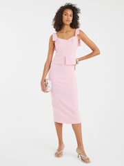 River Island Pink Bow Corset Midi Dress - Image 1 of 4