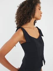 Vestido midi com espartilho e laço River Island - Imagem 2 de 4