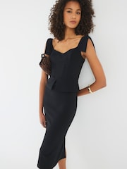 Vestido midi com espartilho e laço River Island - Imagem 4 de 4