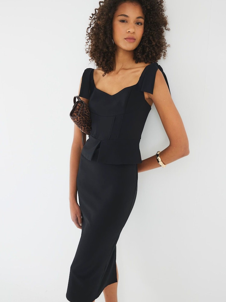 Vestido midi com espartilho e laço River Island - Imagem 4 de 4