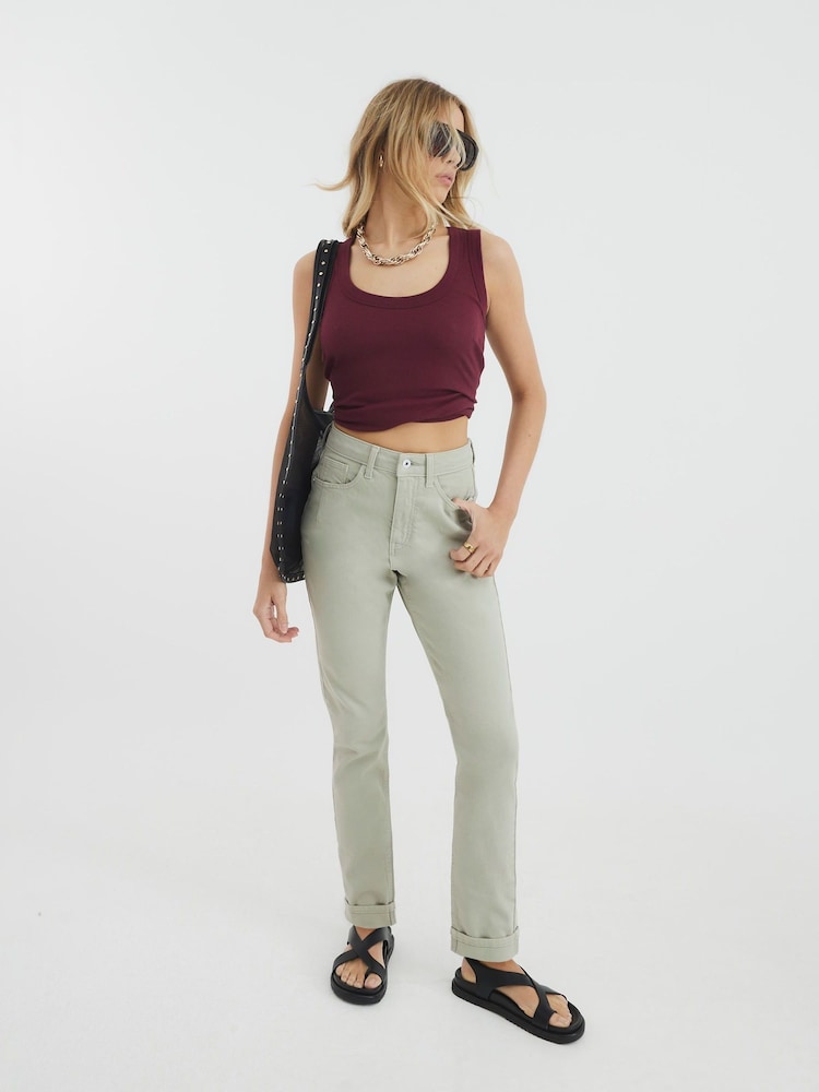 River Island Grey Mom Ecru Sculpted Jeans - Image 1 of 4